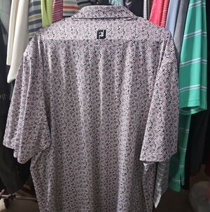 FootJoy Men's Geometric Print Golf Polo in White and Pink
